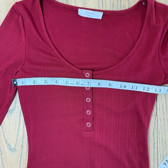 Elodie Long Sleeve Women’s Sexy Scoop Neck Button Down Ribbed Bodysuit Size S - Picture 10 of 13